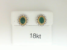 Load image into Gallery viewer, TWO TONE 18 KARAT EMERALD STUD
